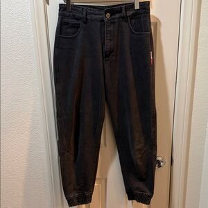 Men's washed Black Denim Jeans XL